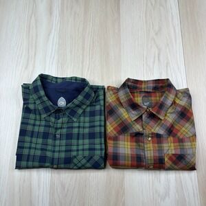 Club Ride Short Sleeve Shirt Plaid Cycling Pearl Snap Western Performance Mens M